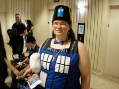 Tardis Lady waiting for the elevator